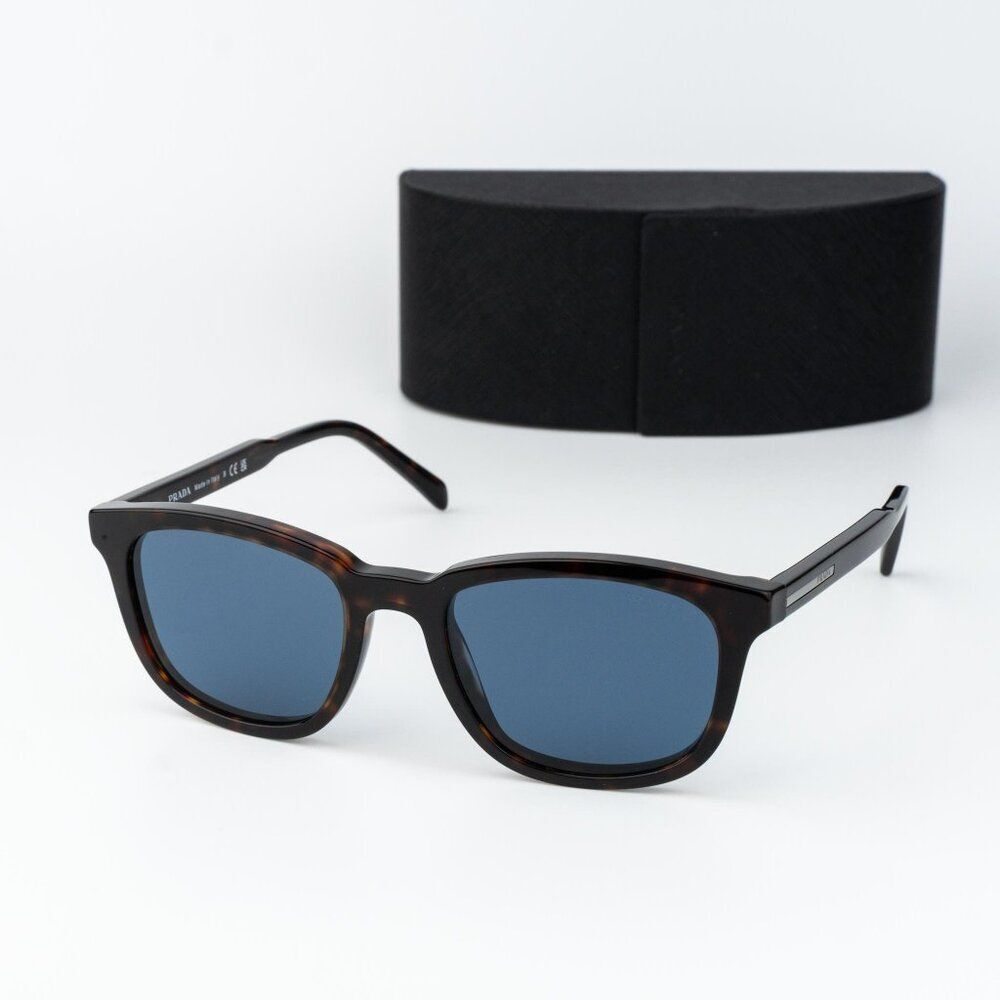 Prada Men Sunglasses Radica Tortoise Blue Square PRA21S 17N06A NEW AUTHENTIC